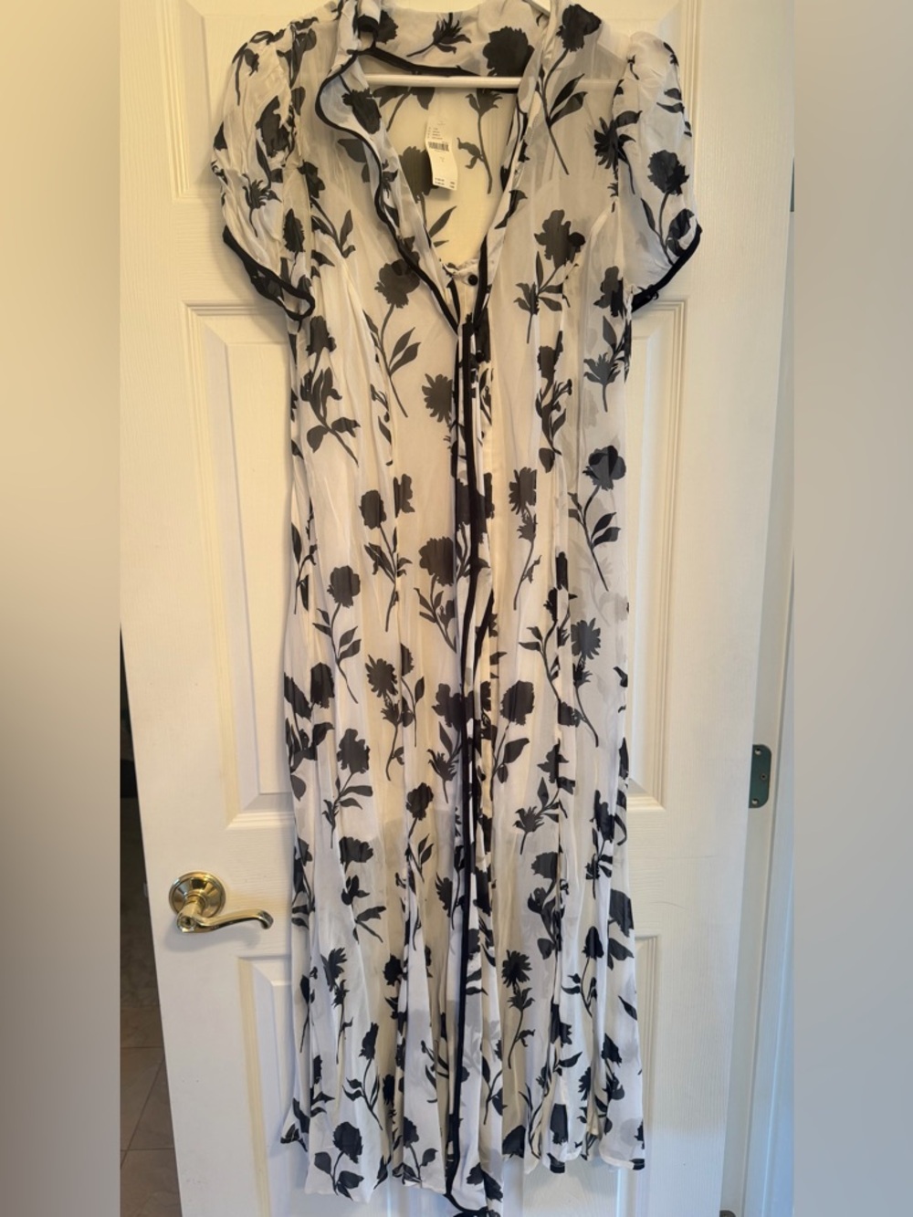 Maeve Short-Sleeve Tie-Neck Midi Shirt Dress Size L - Picture 4 of 6